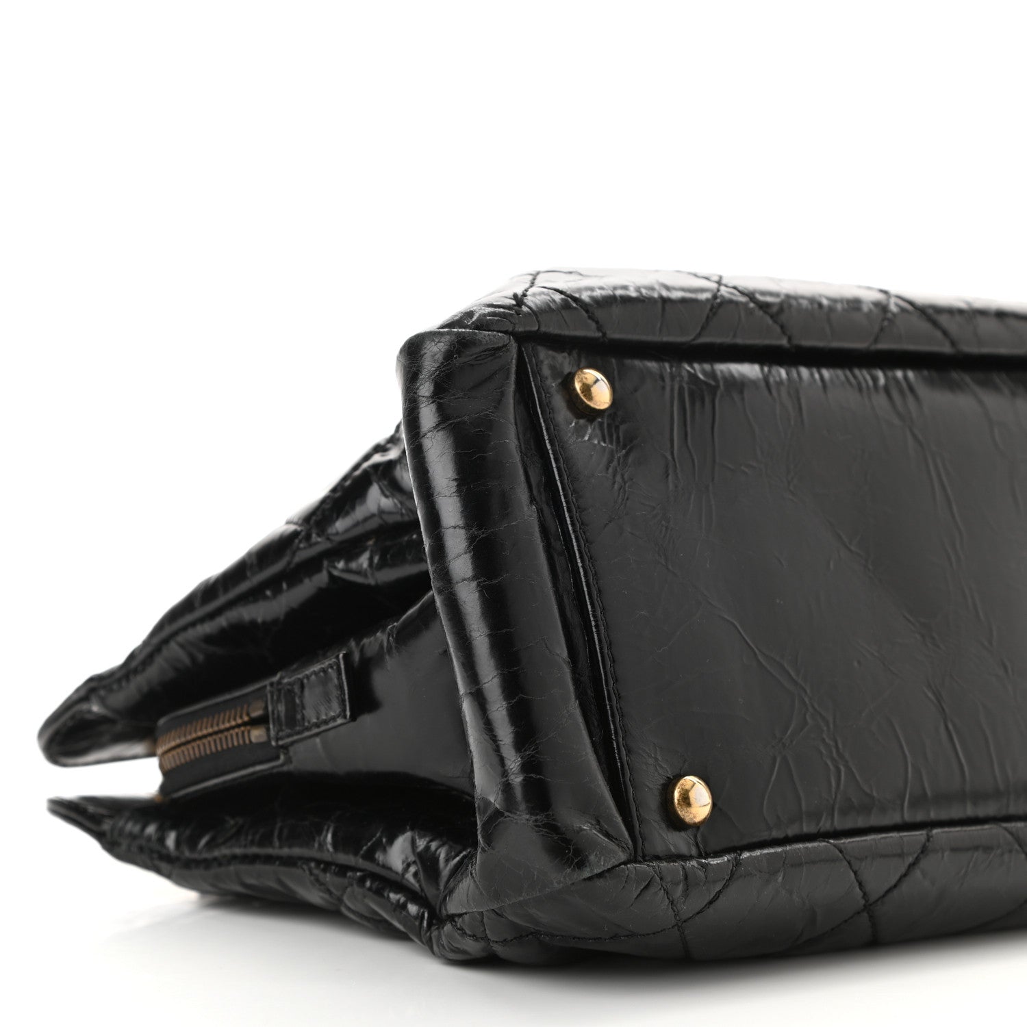 Chanel Glazed Crackled Calfskin Small Reissue Tote Black 9 of 11