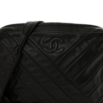 Chanel Lambskin Chevron Quilted Tassel Camera Case Black 9 of 12