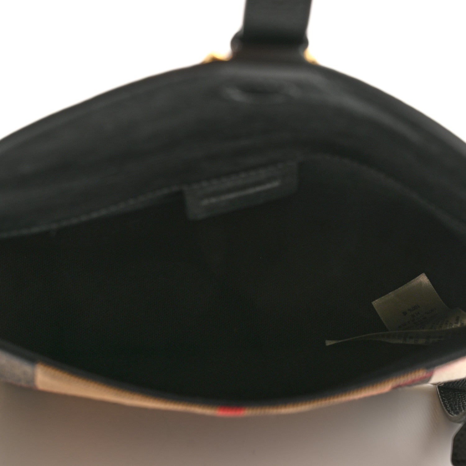 Burberry Horseshoe Calfskin House Check Small Milton Crossbody Bag Black 5 of 10
