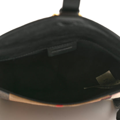 Burberry Horseshoe Calfskin House Check Small Milton Crossbody Bag Black 5 of 10