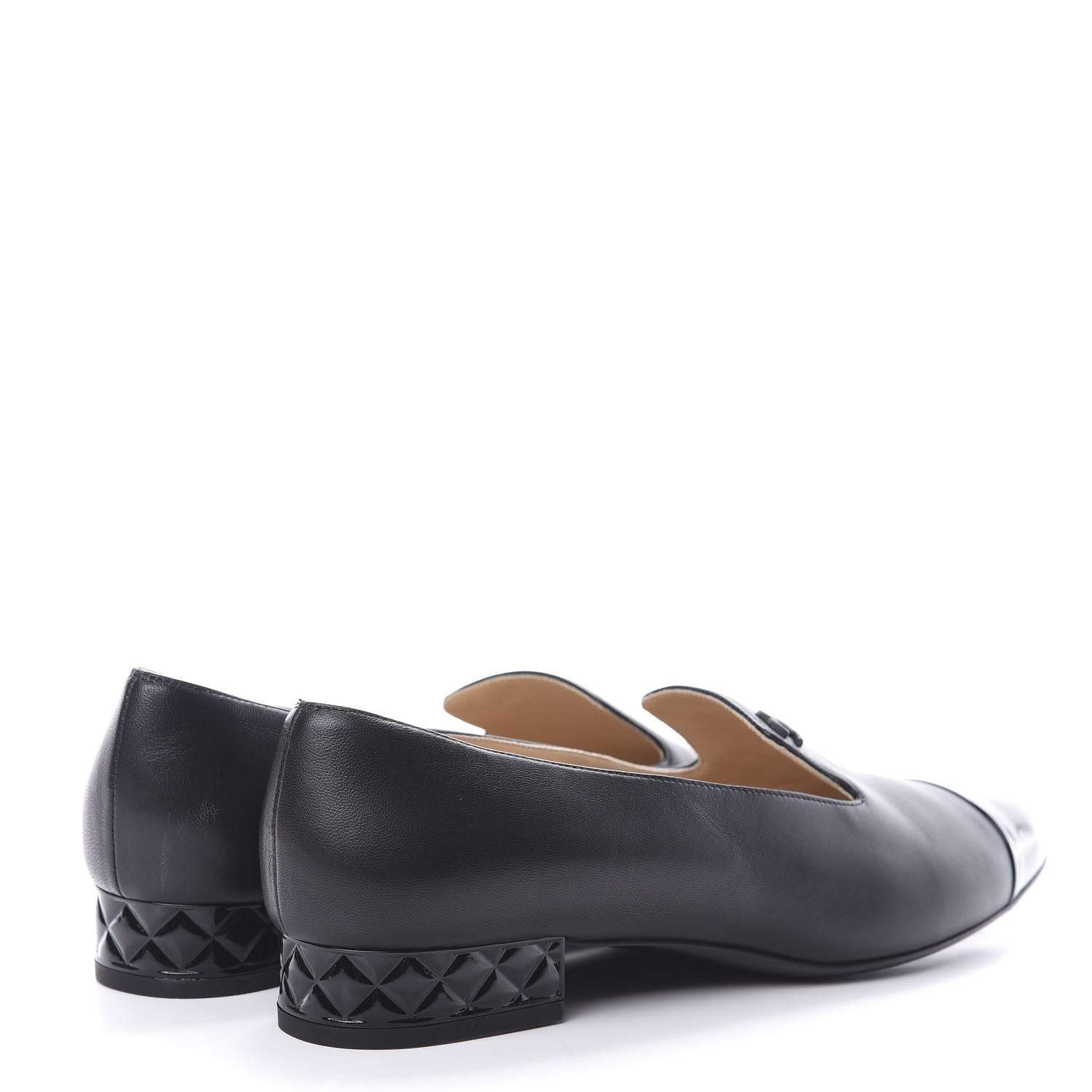 Chanel Lambskin Patent CC Cap Toe Mocassin Loafer 39.5 Black 4 of 7