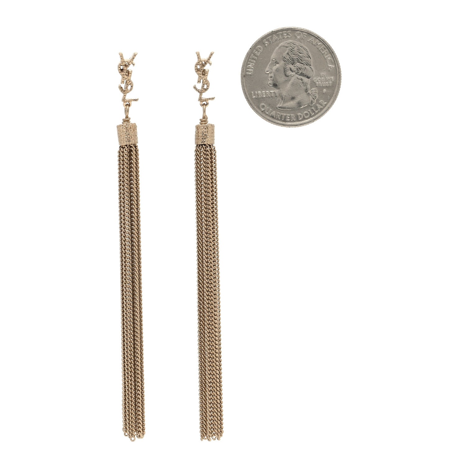 Saint Laurent Metal Monogram Loulou Tassel Earrings Gold 2 of 3