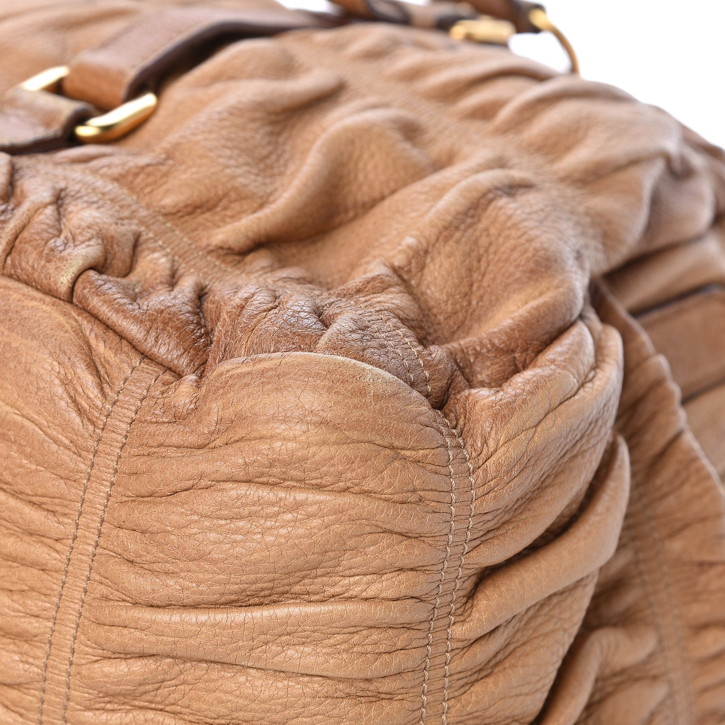 Cervo Deerskin Gaufre Dome Satchel Naturale