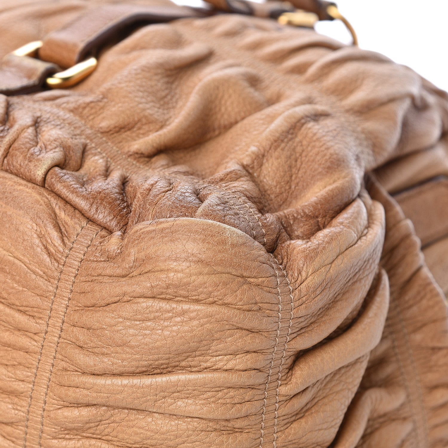 Prada Cervo Deerskin Gaufre Dome Satchel Naturale 12 of 30