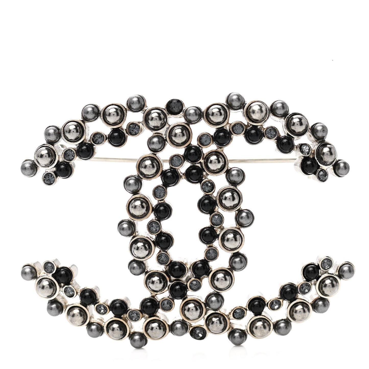 Pearl Crystal Snow Splash CC Brooch Ruthenium