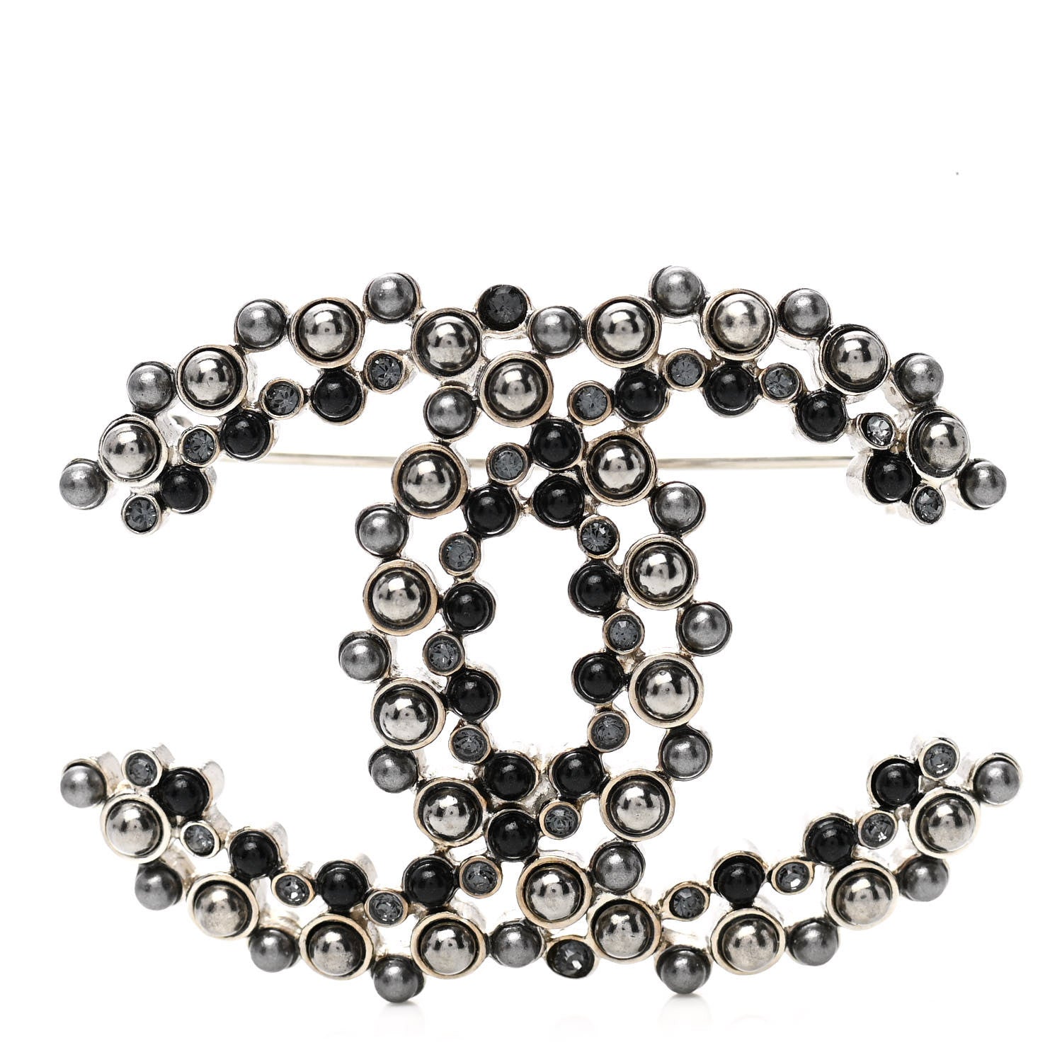 Chanel Pearl Crystal Snow Splash CC Brooch Ruthenium 1 of 4