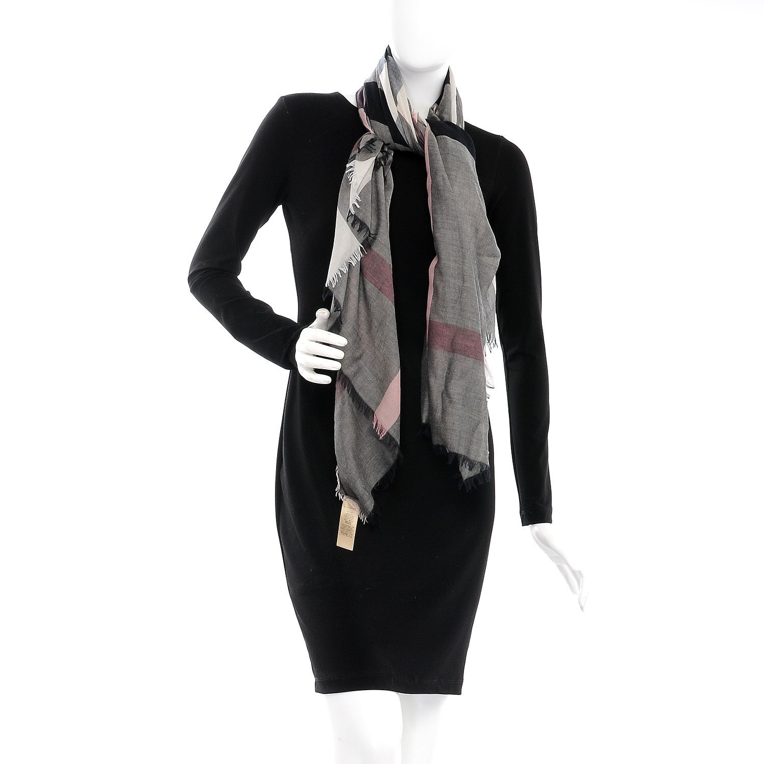 Burberry Modal Wool Giant Check Scarf Dark Trench 2 of 4