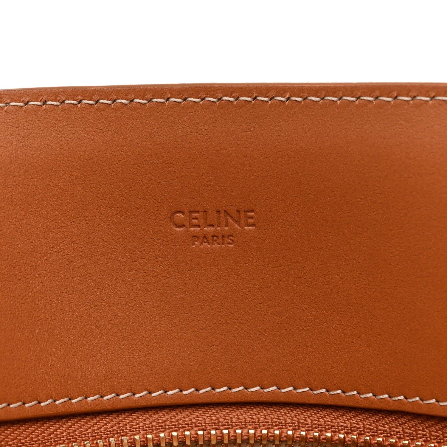 Celine Canvas Calfskin Logo Print Vertical Cabas Natural Tan 6 of 10
