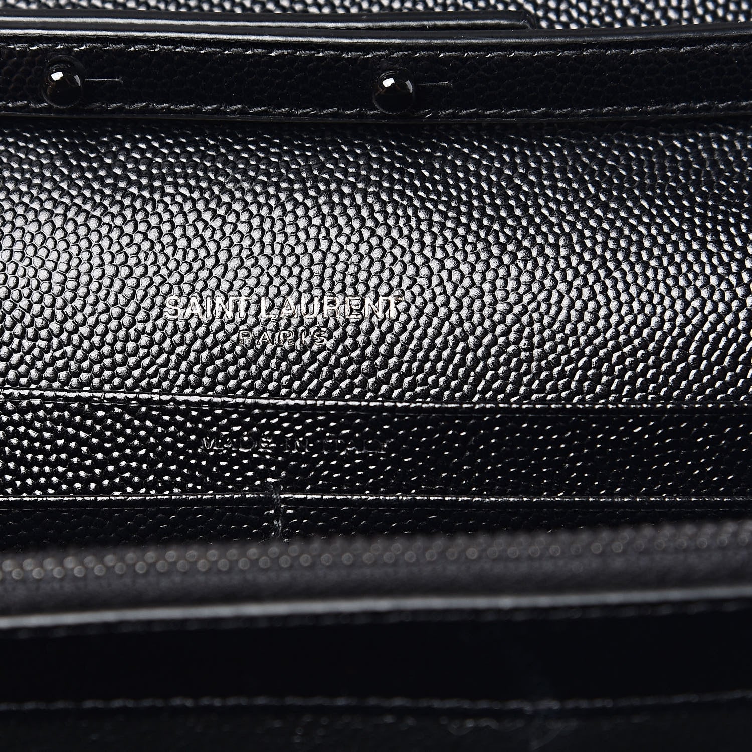 Saint Laurent Grain De Poudre Matelasse Chevron Monogram Chain Wallet Black 6 of 11