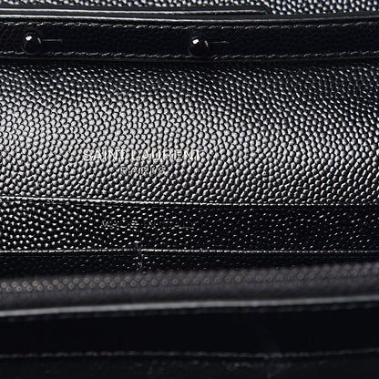 Saint Laurent Grain De Poudre Matelasse Chevron Monogram Chain Wallet Black 6 of 11