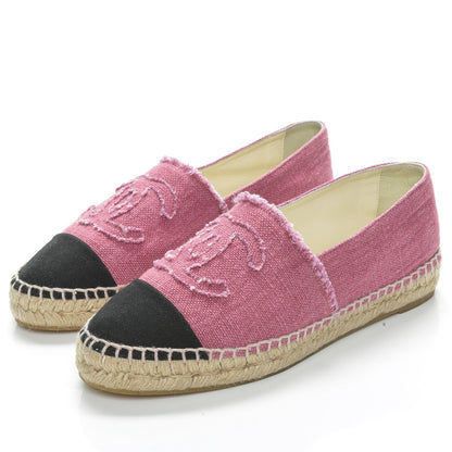 Chanel Linen CC Espadrilles 38 Pink Black 3 of 8