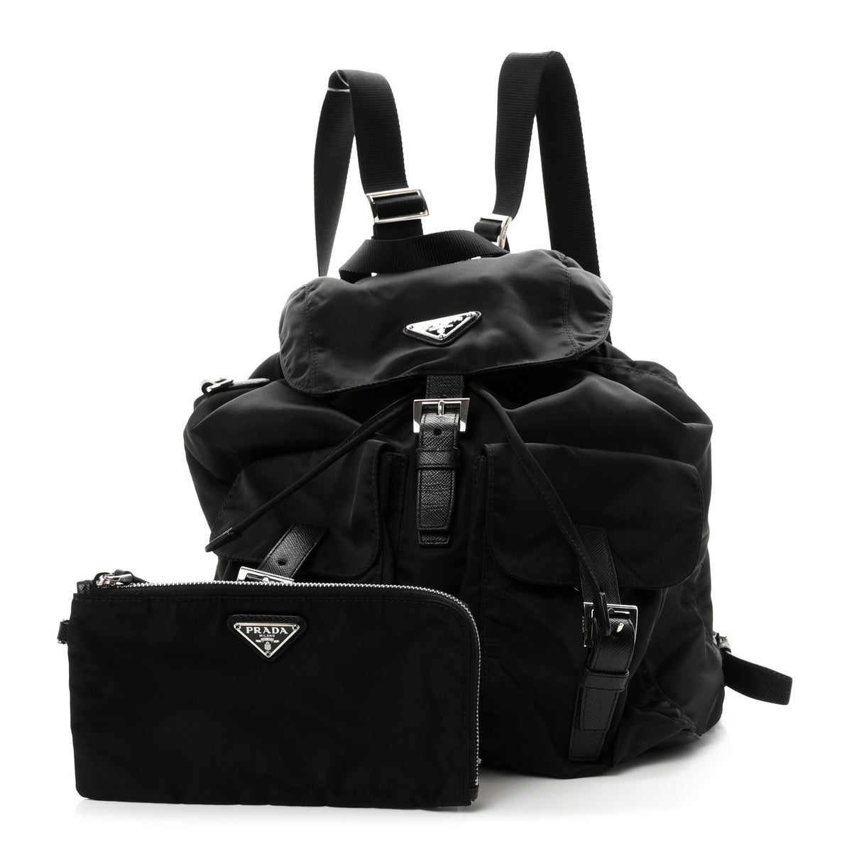 Re-Nylon Saffiano Medium Backpack Black