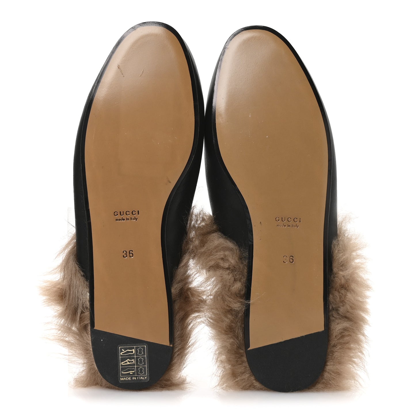 Calfskin Fur Womens Princetown Slippers 36 Black
