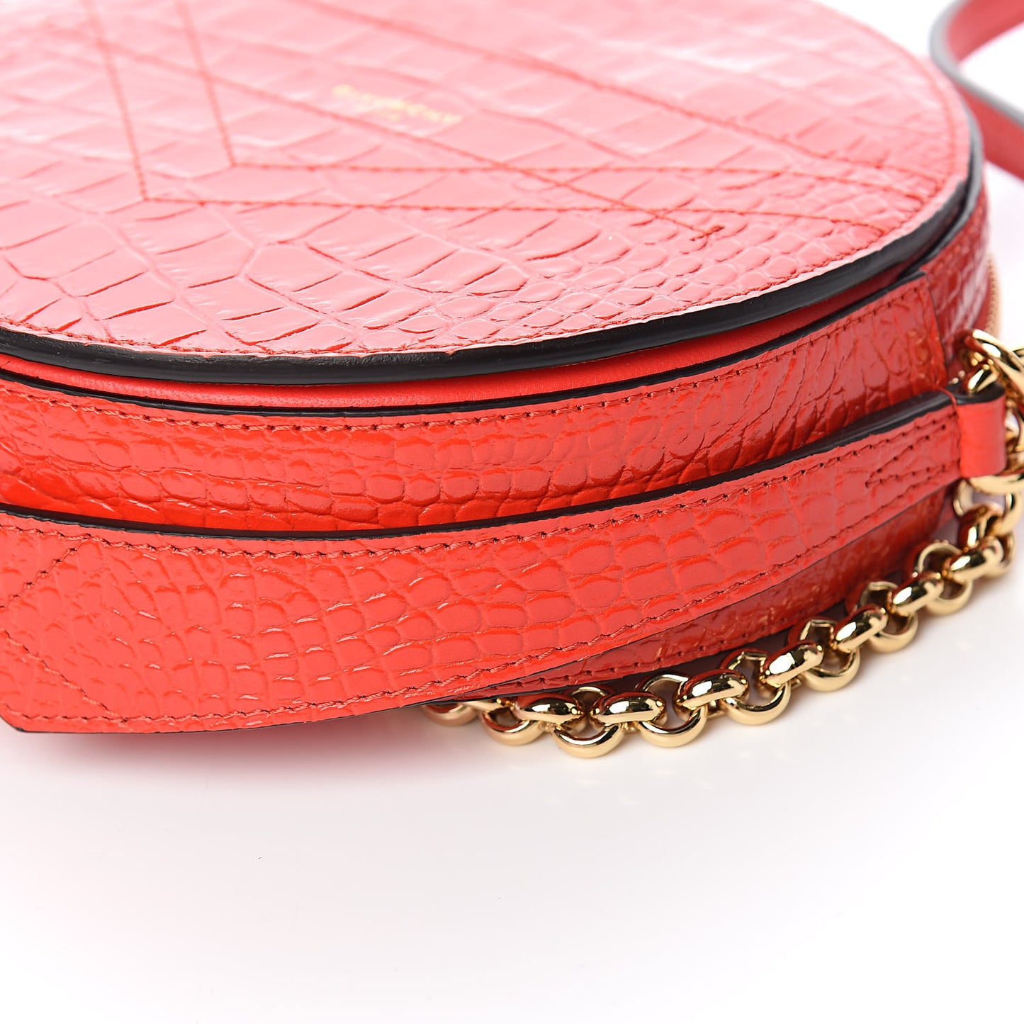 Calfskin Crocodile Embossed Eden Round Red