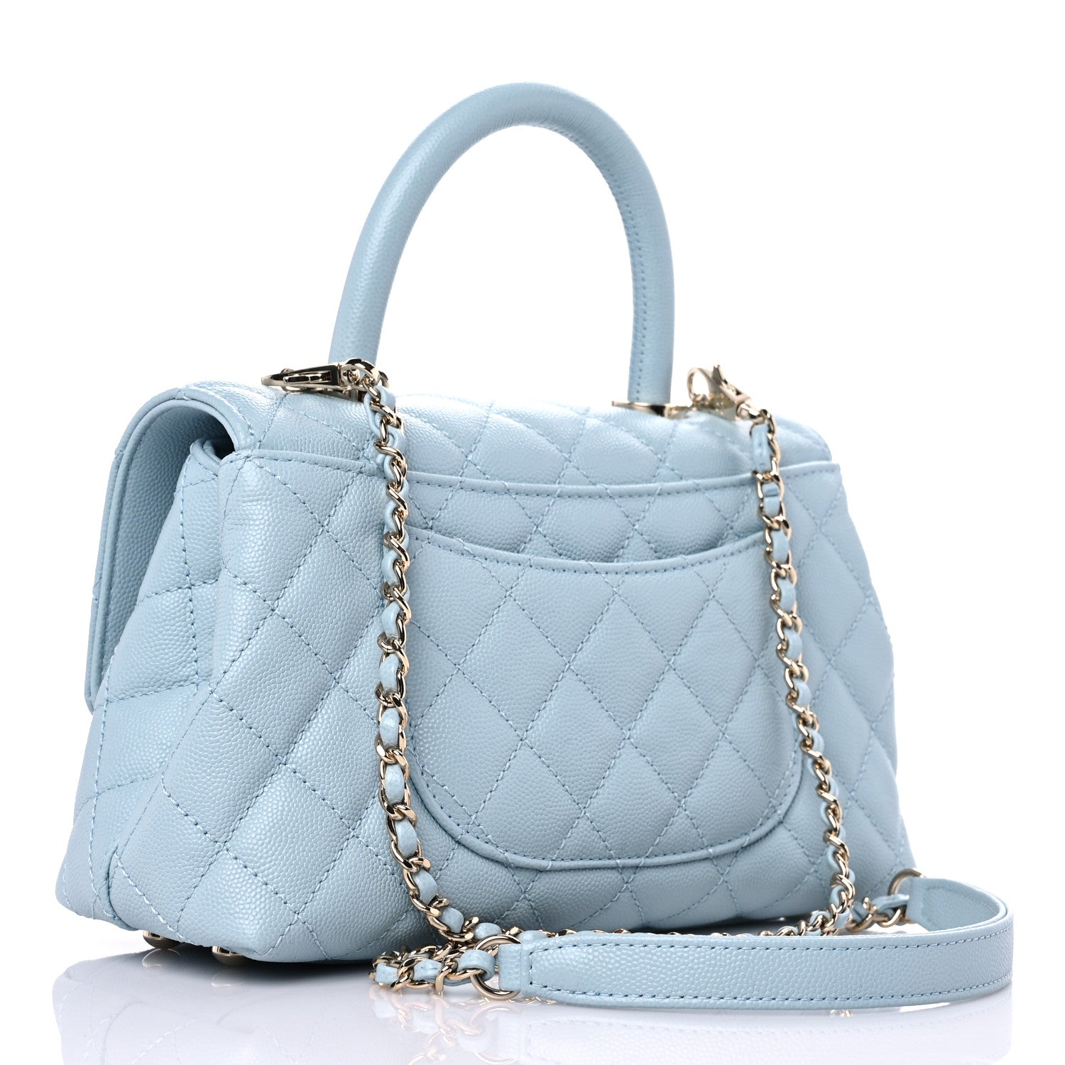 Chanel Caviar Quilted Mini Coco Handle Flap Light Blue 3 of 10