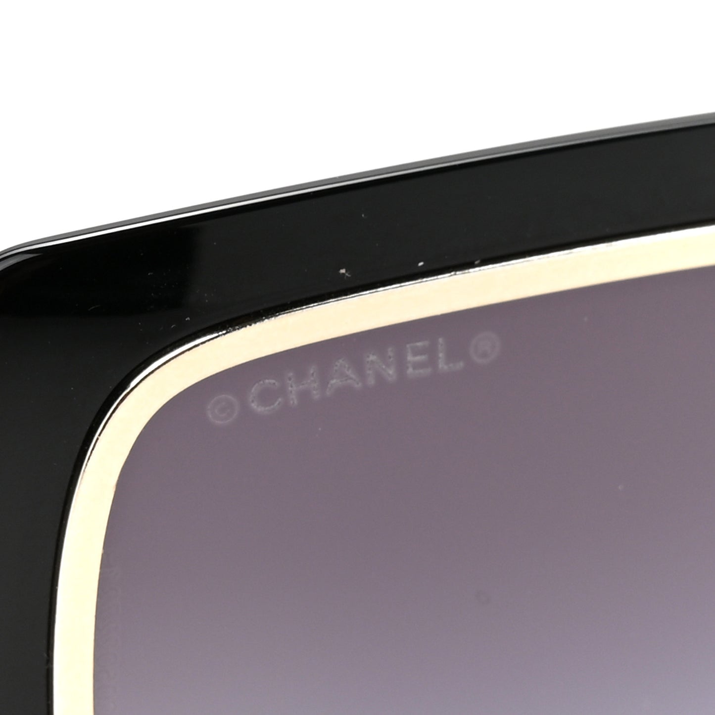 Metal Crystal CC Logo Sunglasses 71707 Black Gold