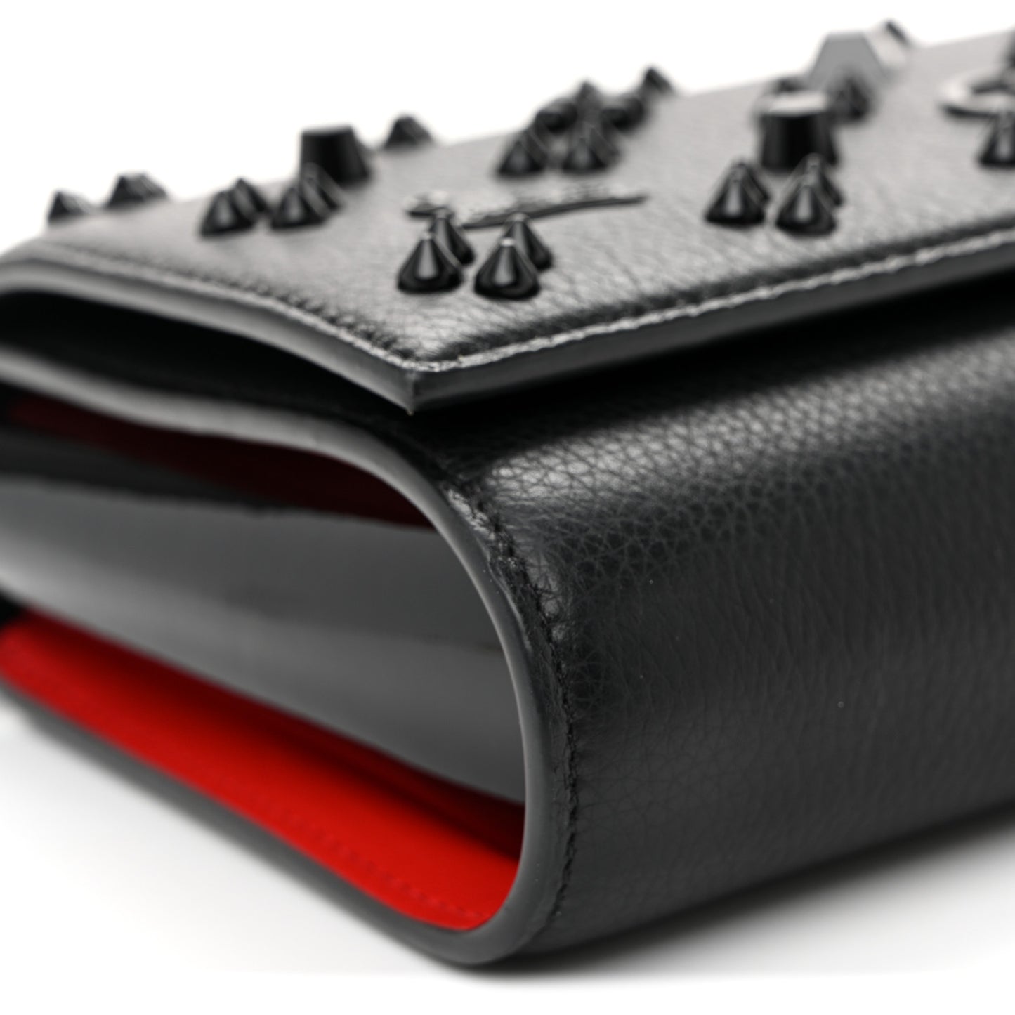 Calfskin Spikes Loubinthesky Paloma Clutch Black
