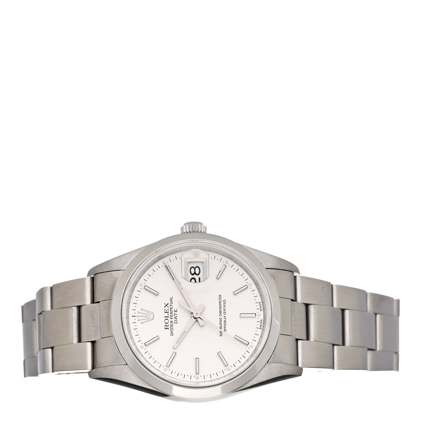 Stainless Steel 34mm Oyster Perpertual Date Watch Silver 15200