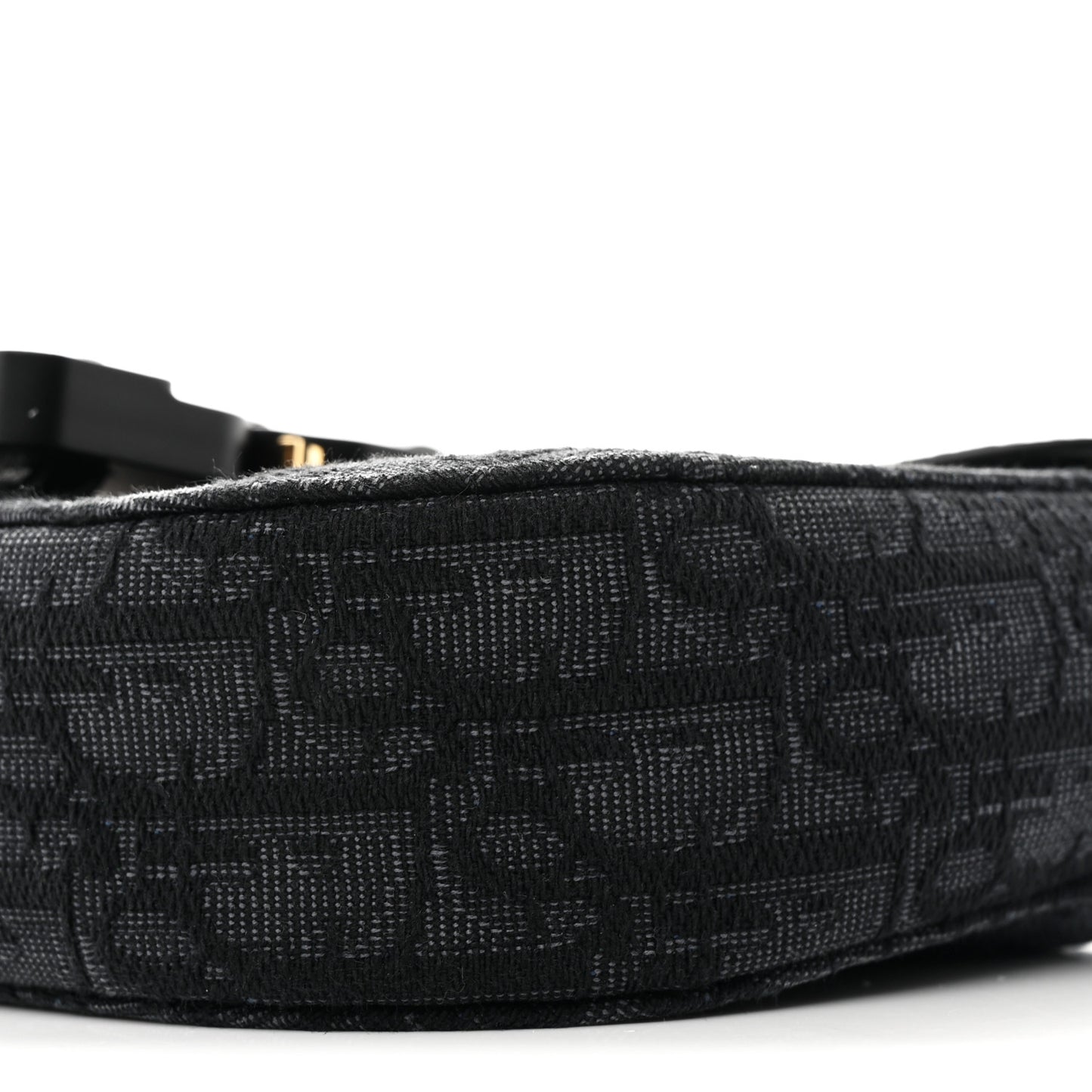 Oblique Jacquard Grained Calfskin Mini Saddle Messenger Bag With Flap Black