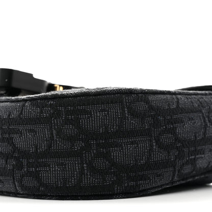 Christian Dior Oblique Jacquard Grained Calfskin Mini Saddle Messenger Bag With Flap Black 10 of 11