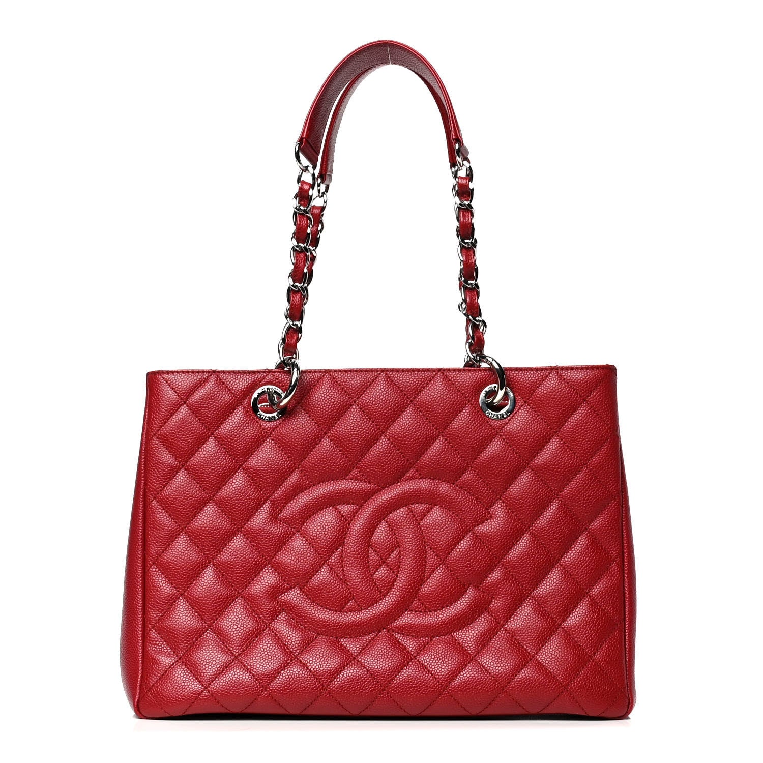Chanel Caviar Quilted Grand Shopping Tote GST Red 1 of 4