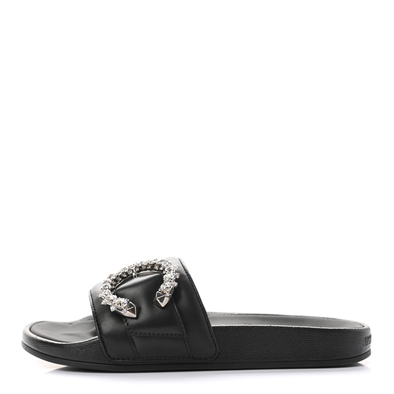 Jimmy Choo Crystal Nappa Fallon Slide Sandals 37 Black 1 of 8