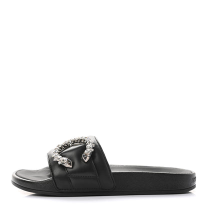 Jimmy Choo Crystal Nappa Fallon Slide Sandals 37 Black 1 of 8
