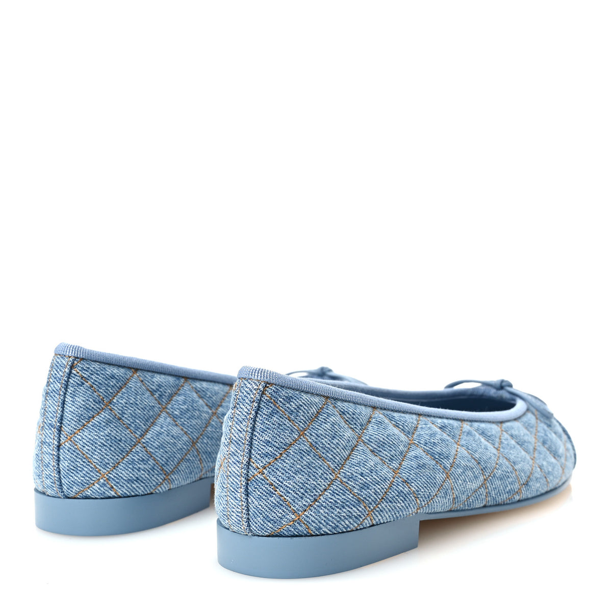 Chanel Denim Quilted CC Cap Toe Ballerina Flats 37 Light Blue 5 of 10