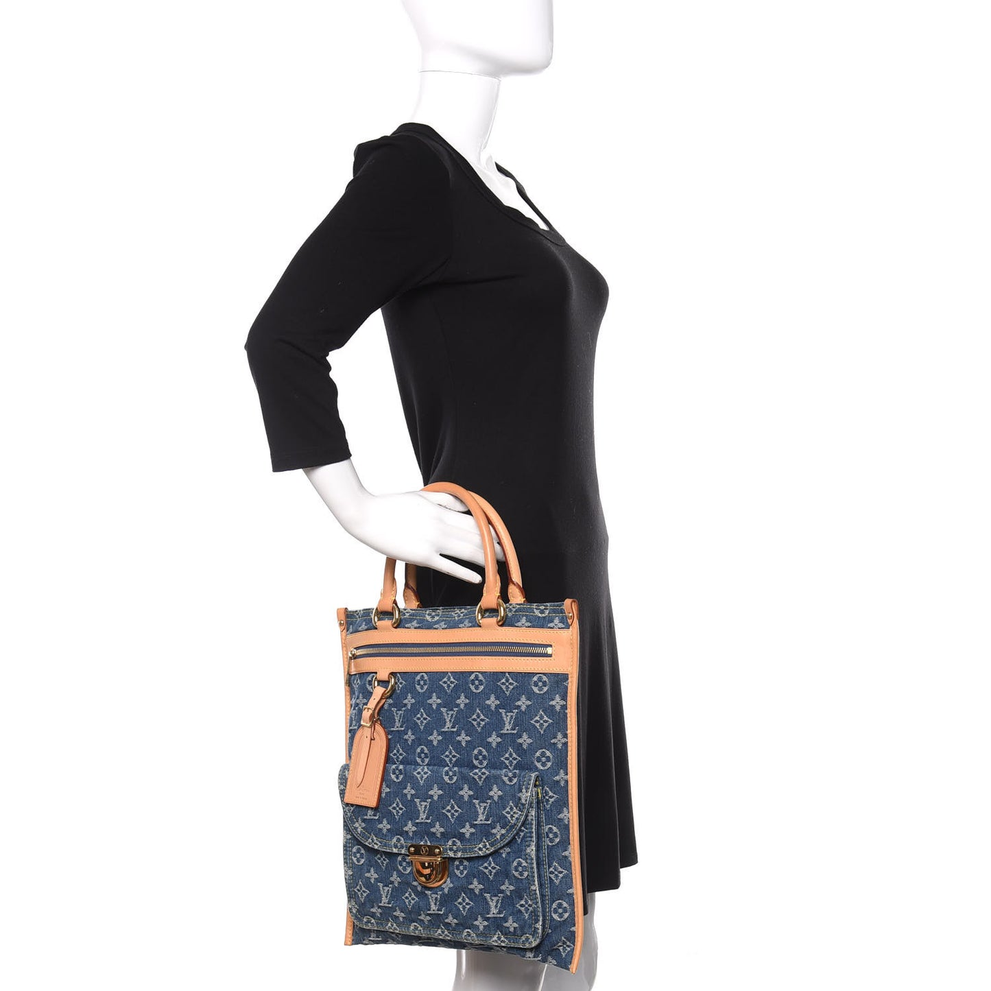 Monogram Denim Sac Plat Blue