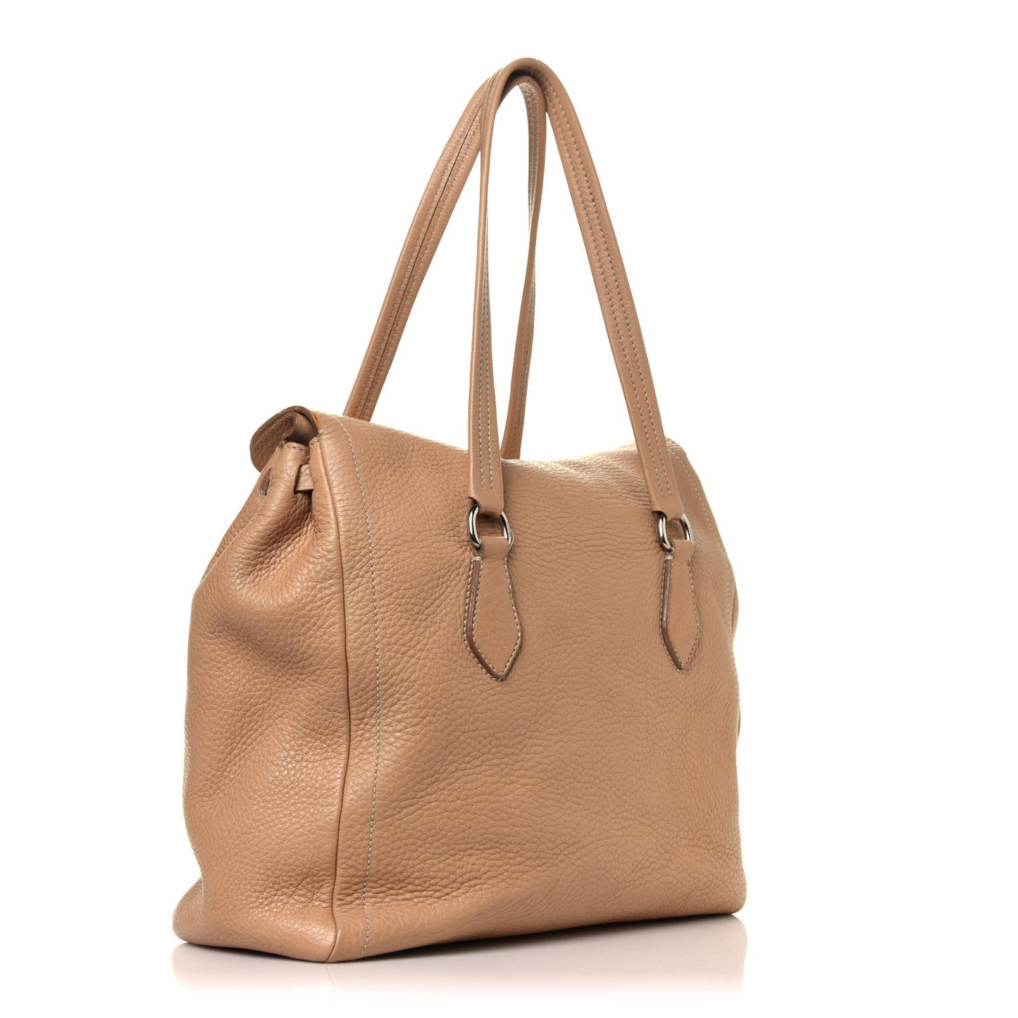 Vitello Daino Easy Foldover Pushlock Tote Sabbia