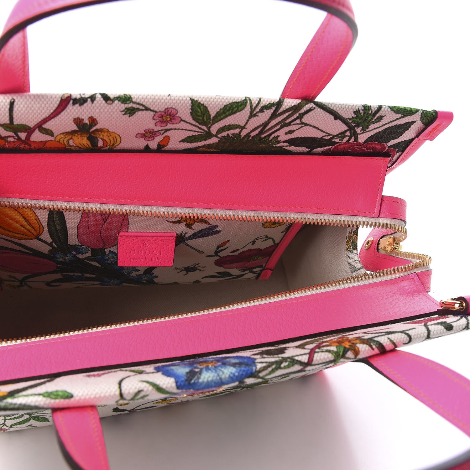 Gucci Canvas Medium Flora Tote Fuchsia 5 of 8