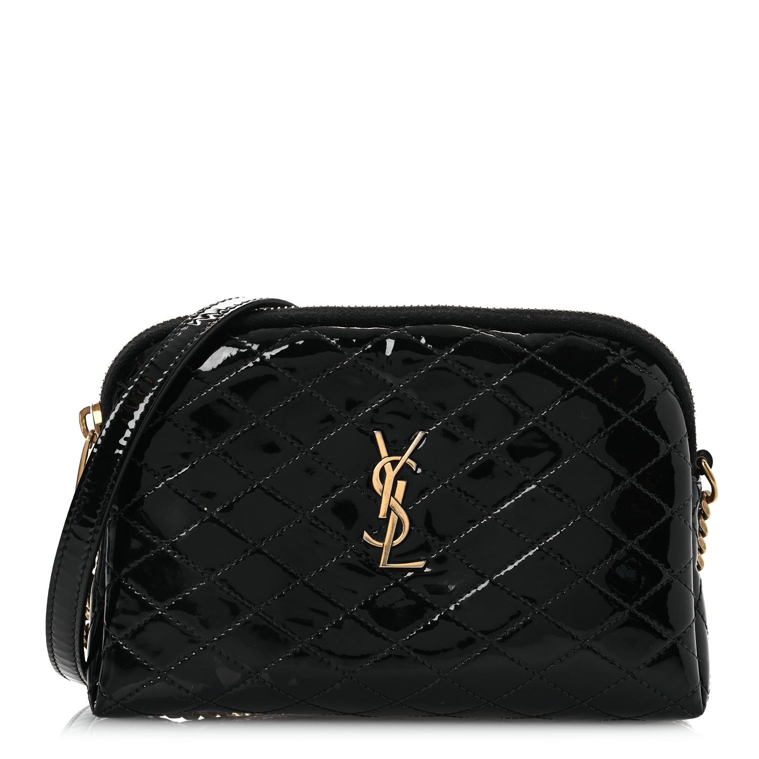 Saint Laurent Patent Quilted Gaby Zipped Pouch Black 1 of 13