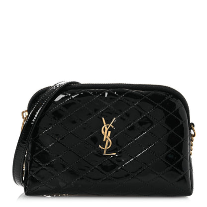 Saint Laurent Patent Quilted Gaby Zipped Pouch Black 1 of 13