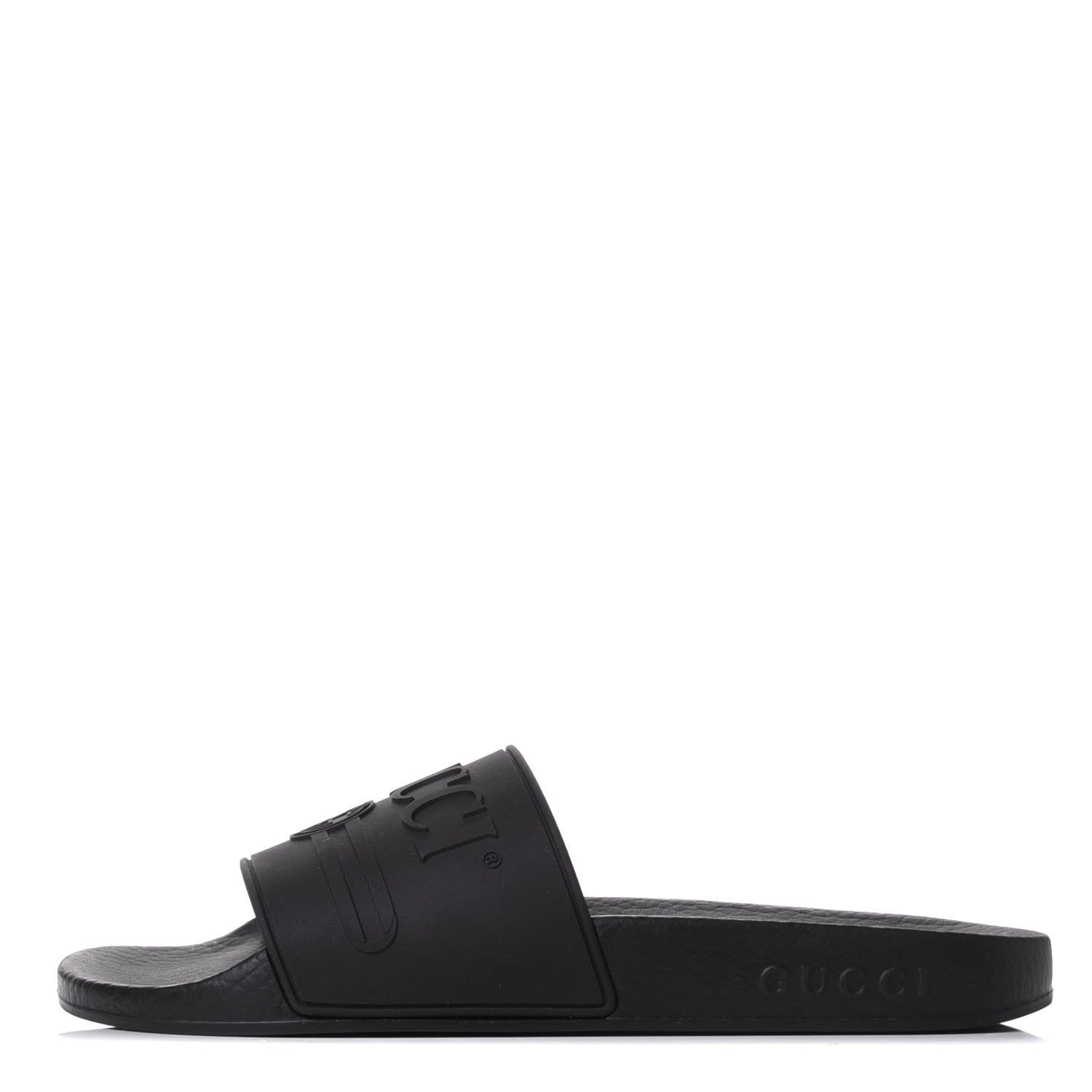 Gucci Rubber Womens Logo Slide Sandals 37 Black 1 of 8