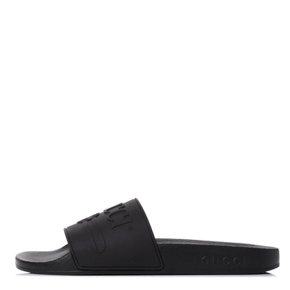 Gucci Rubber Womens Logo Slide Sandals 37 Black 1 of 8