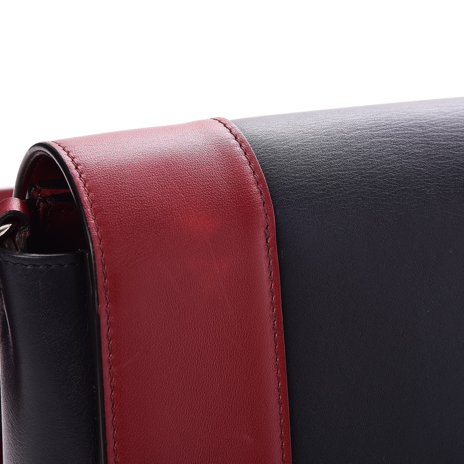 Celine Shiny Smooth Calfskin Medium Frame Shoulder Bag Red Navy 6 of 9