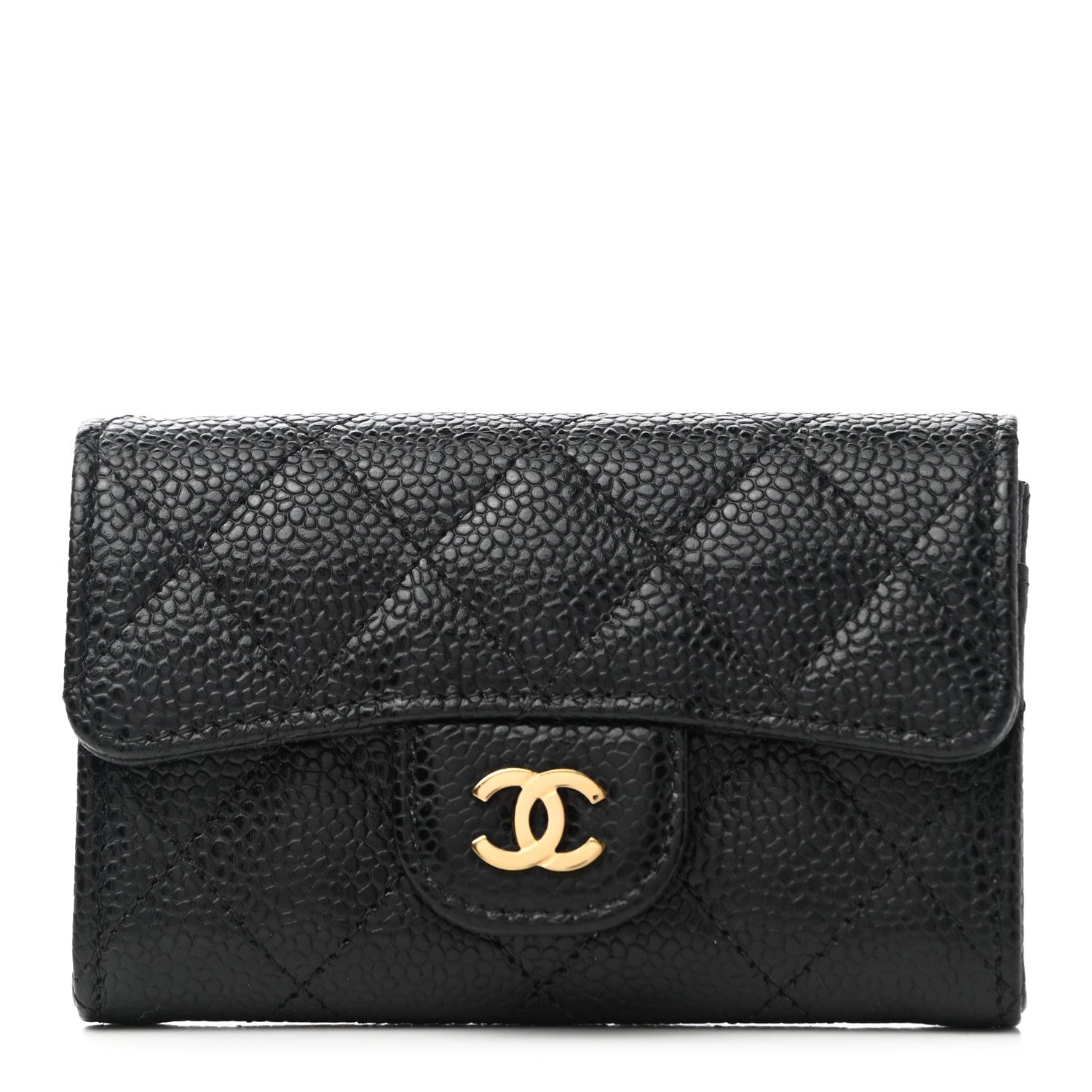 Chanel Caviar Quilted Flap Card Holder Wallet Black 1 of 8