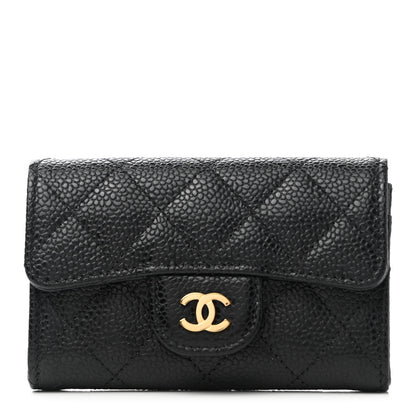 Chanel Caviar Quilted Flap Card Holder Wallet Black 1 of 8