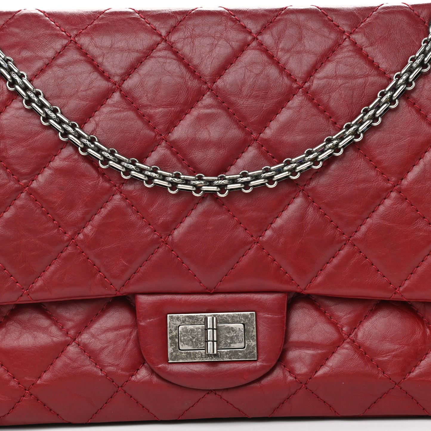 Aged Calfskin Quilted 2.55 Reissue 227 Flap Red