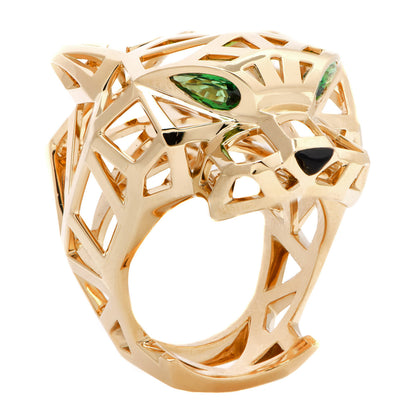 Cartier 18K Yellow Gold Tsavorite Onyx Panthère De Ring 63 10.25 1 of 5