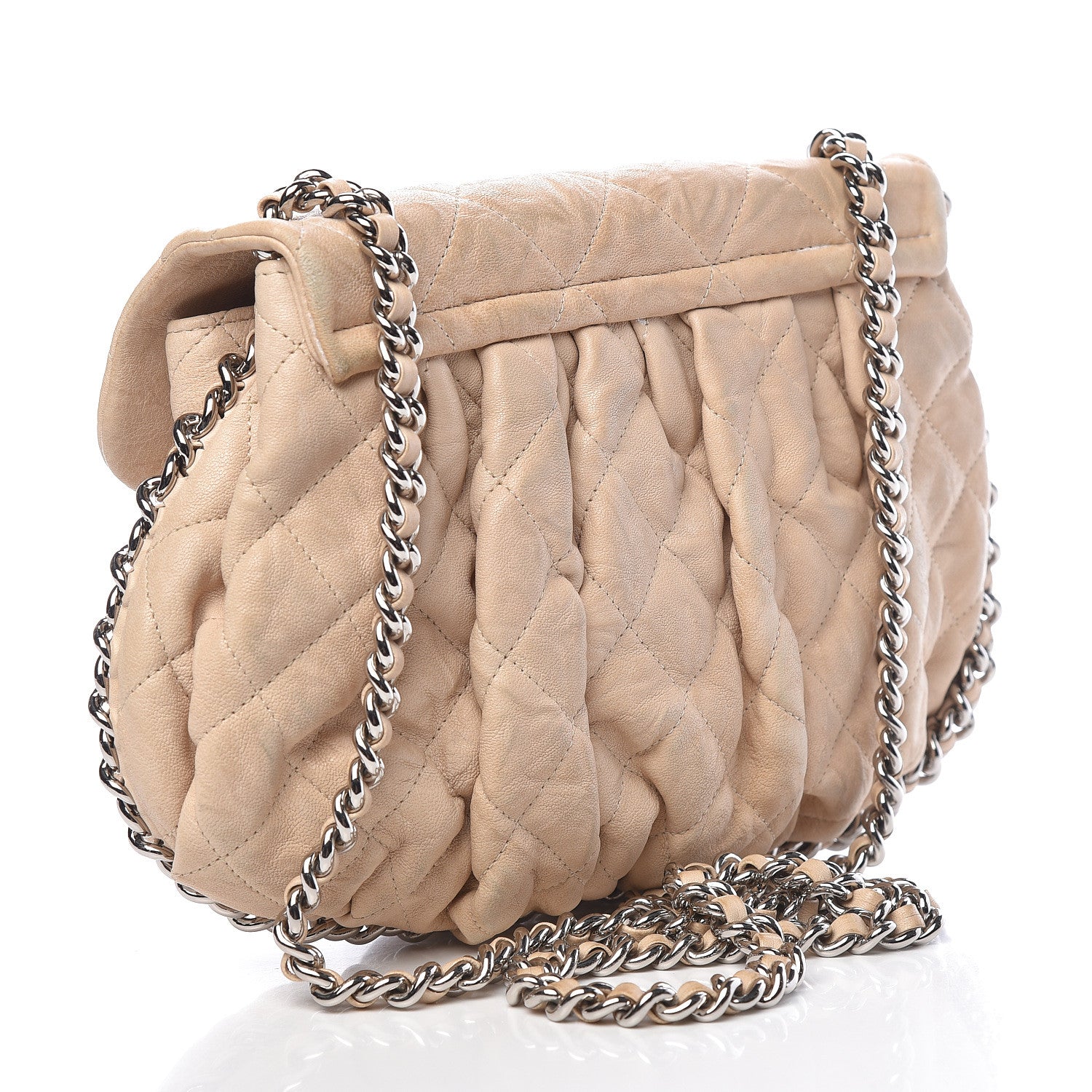 Chanel Washed Lambskin Quilted Medium Chain Around Flap Beige 3 of 17