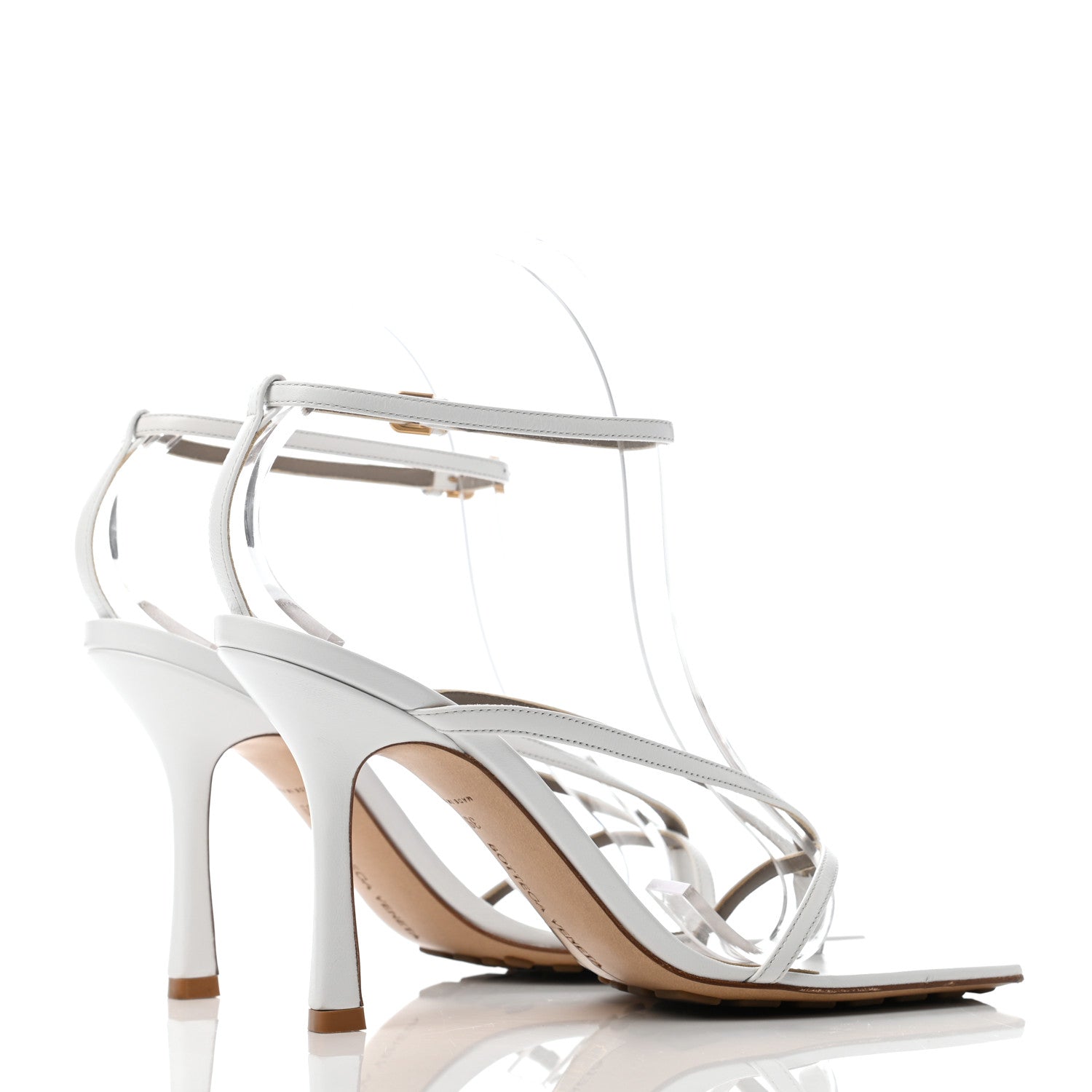 Bottega Veneta Lambskin Stretch Multi Strap 90mm Sandals 39 Optic White 3 of 5