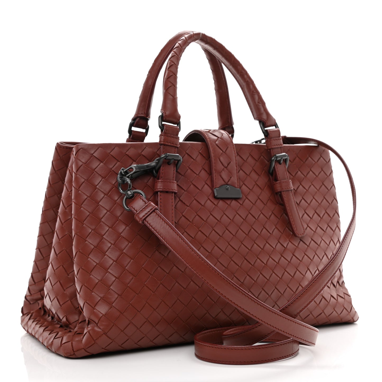 Light Calf Intrecciato Small Roma Dark Red