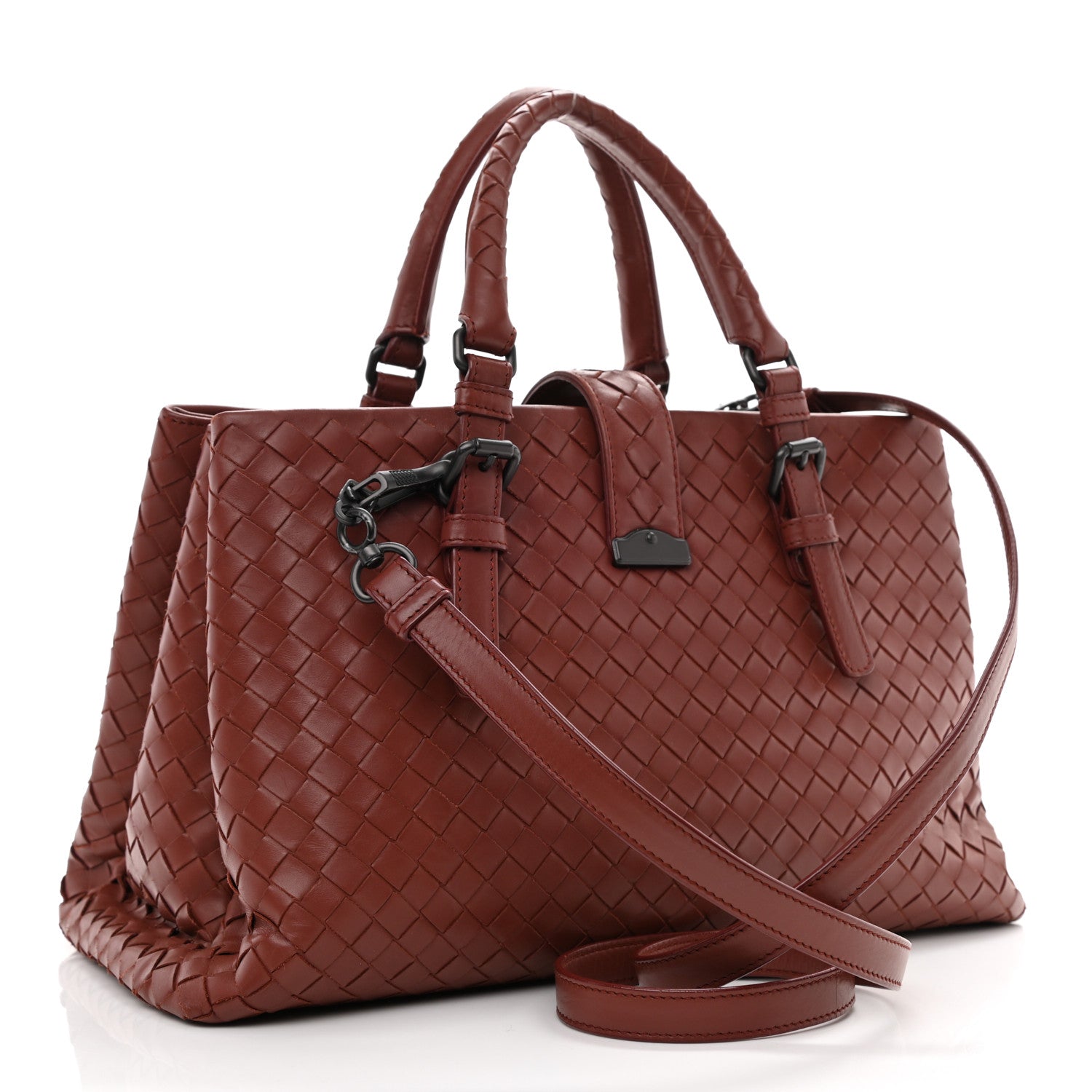 Bottega Veneta Light Calf Intrecciato Small Roma Dark Red 3 of 8