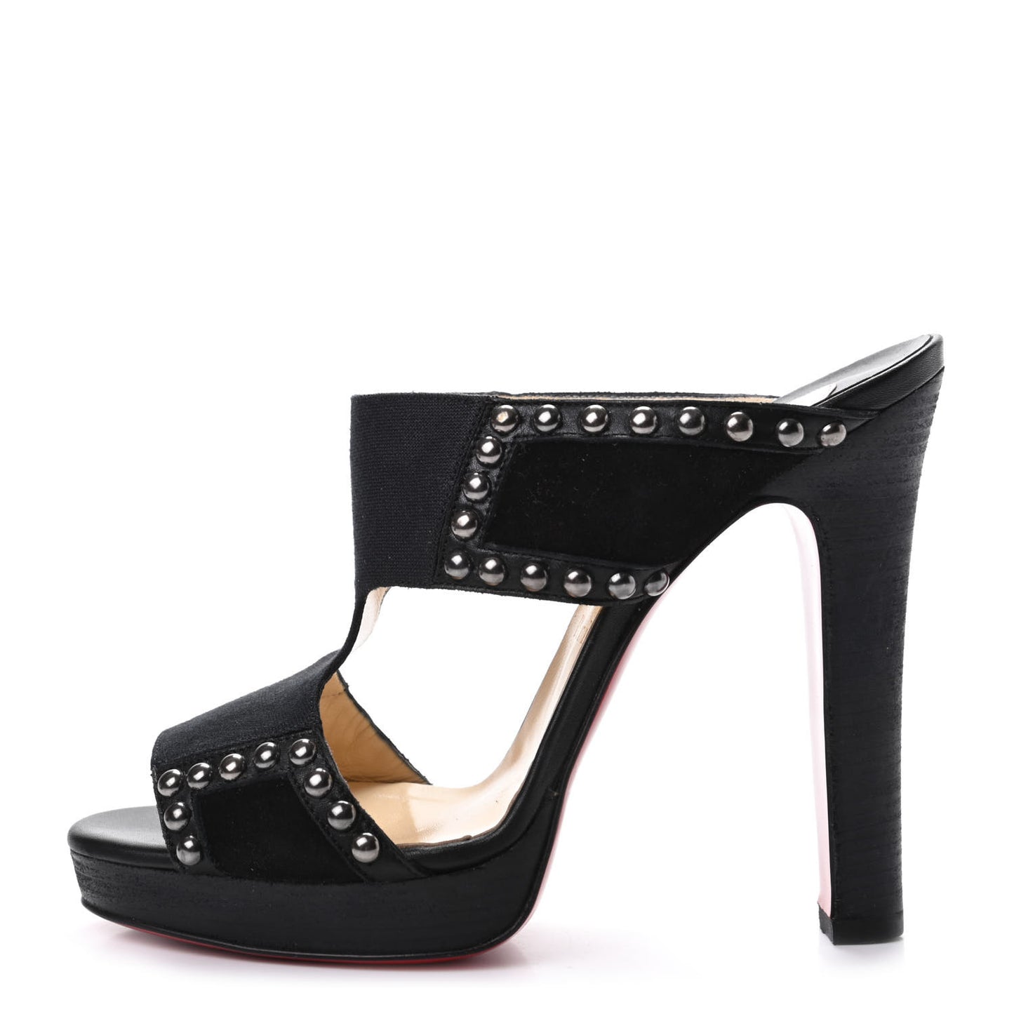 Calfskin Crelino Suede Studded Hassaneta 120 Platform Slide Sandals 37 Version Black