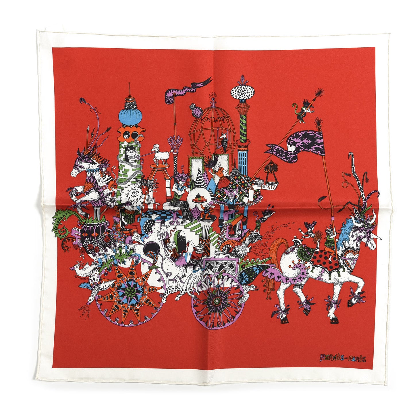 Silk La Folle Parade Zoom Pocket Square Rouge Vif Multicolor