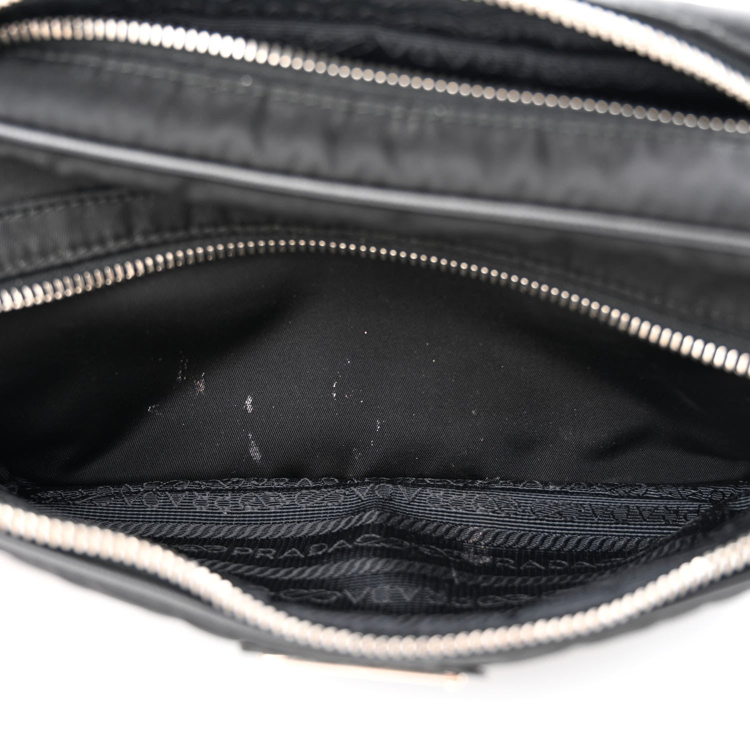 Prada Nylon Saffiano Vela Double Zip Crossbody Bag Black 6 of 12