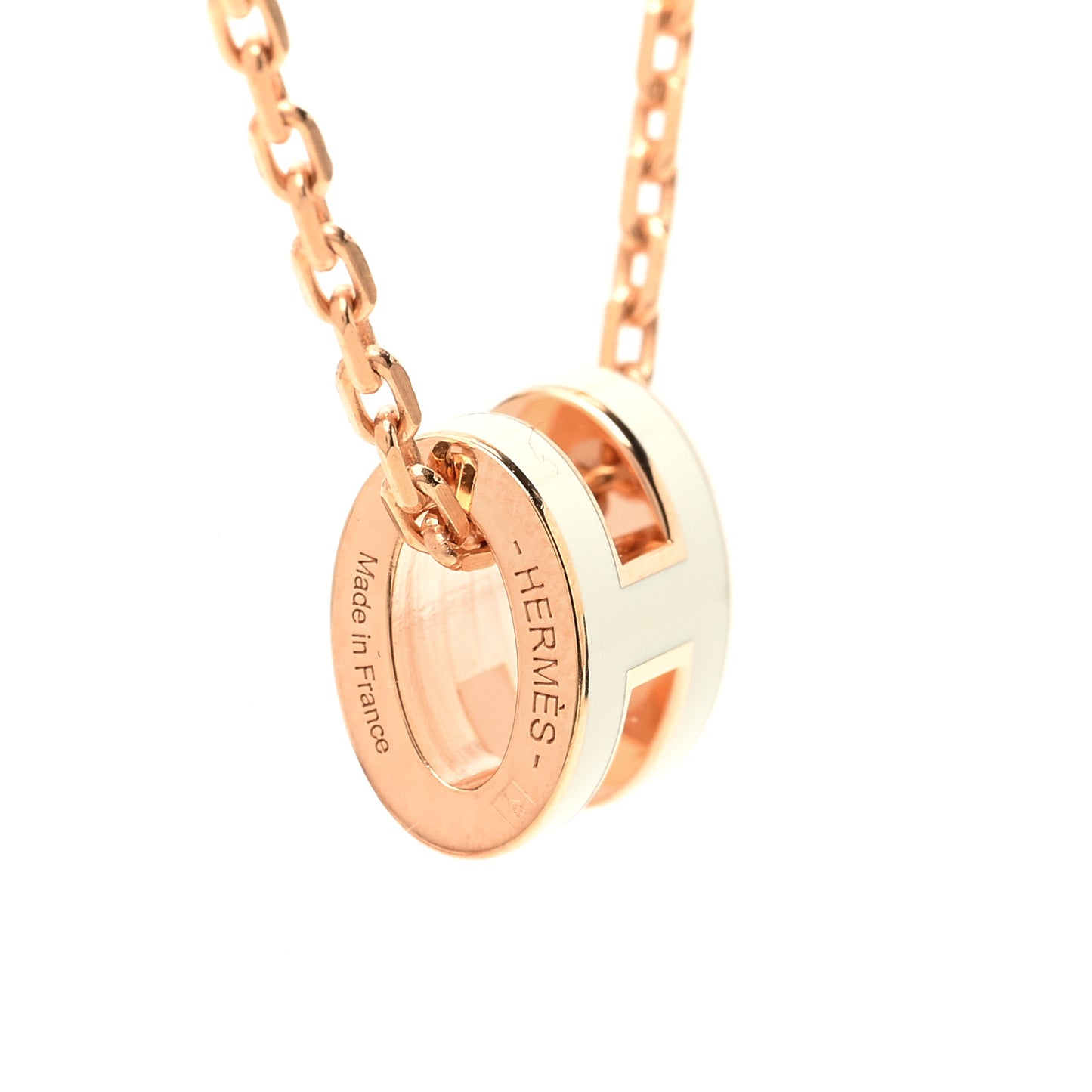 Lacquered Rose Gold Mini Pop H Pendant Necklace White