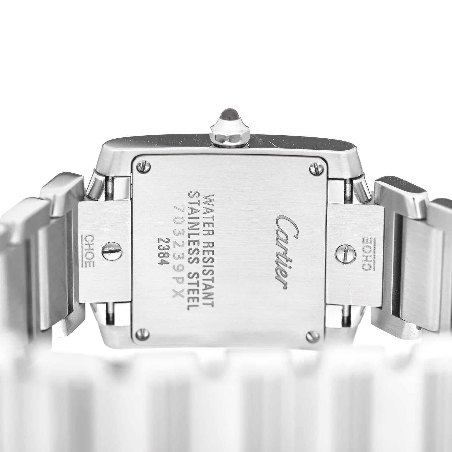 Cartier Stainless Steel Pink Mother of Pearl 20mm Tank Francaise Quartz Watch 4 of 4