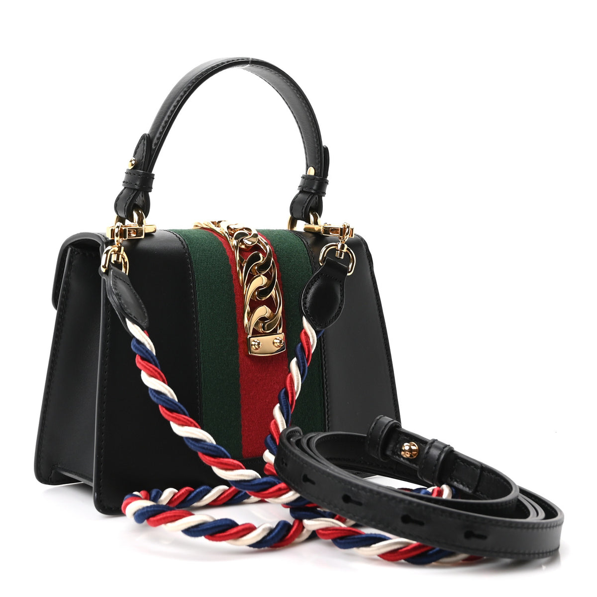 Calfskin Mini Sylvie Top Handle Bag Black
